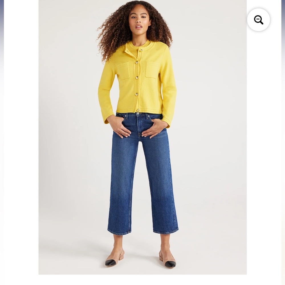 Free Assembly Women’s Long Sleeve Cardigan Sweater Chest Pockets Sunny Yellow S - Picture 5 of 9